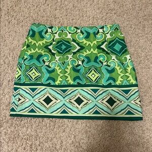 Zara Green and Blue Patterned Pencil Skirt